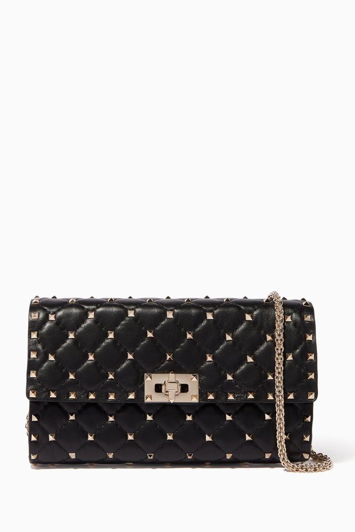 

Valentino Garavani Rockstud Crossbody Bag in Leather, Black