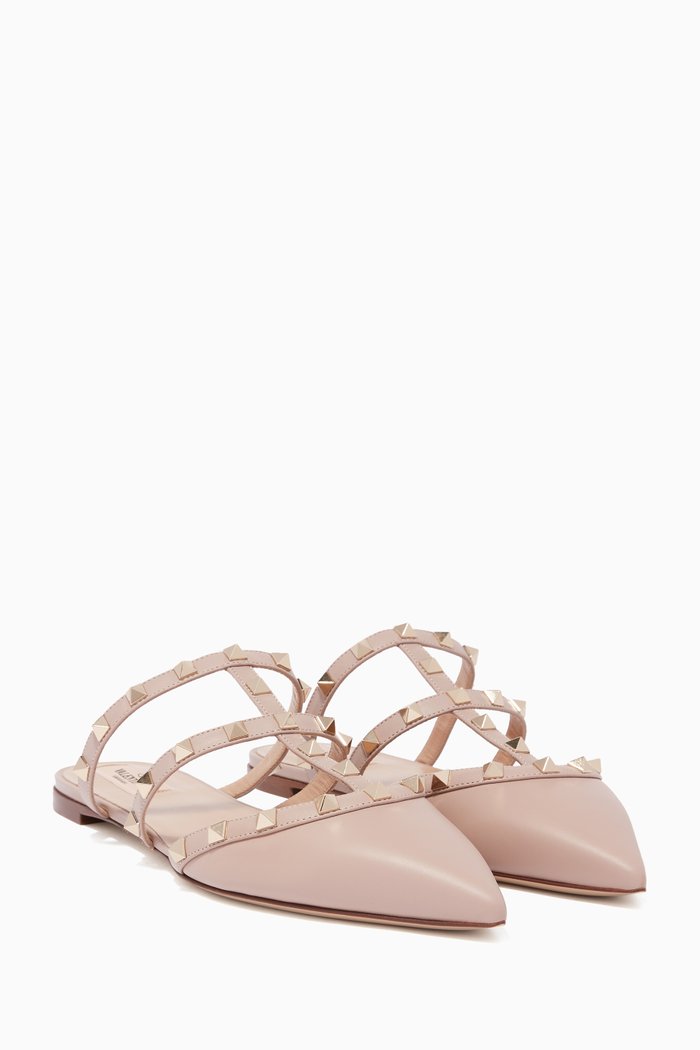

Poudre Rockstud Flat Mules, Neutral