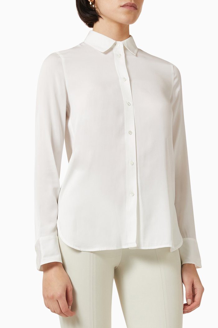 

Slim-fit Blouse in Stretch-silk, White