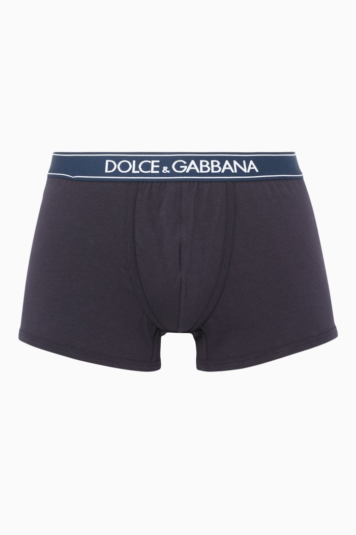 

Black & Blue Logo-Waist Boxers