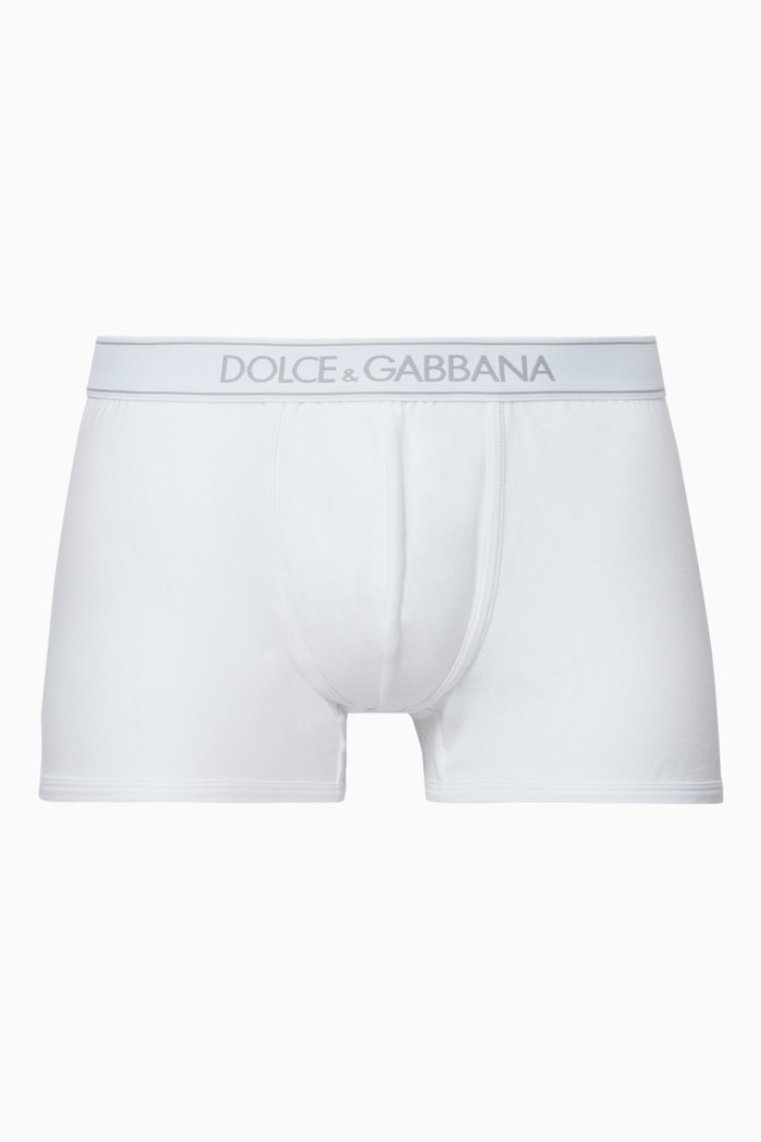 White Logo-Waist Boxers