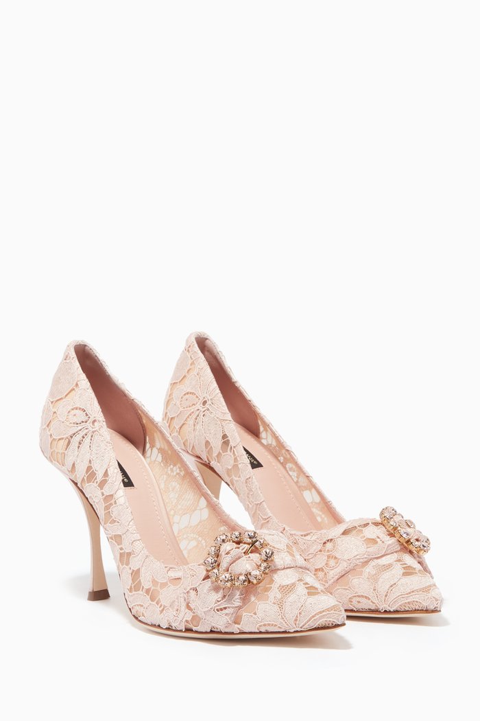 

Rose-Carne Lace Lori Pumps, Pink