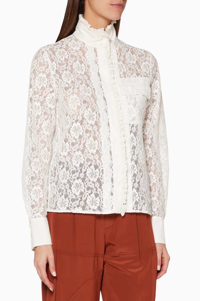 

White Lace High-Neck Shirt