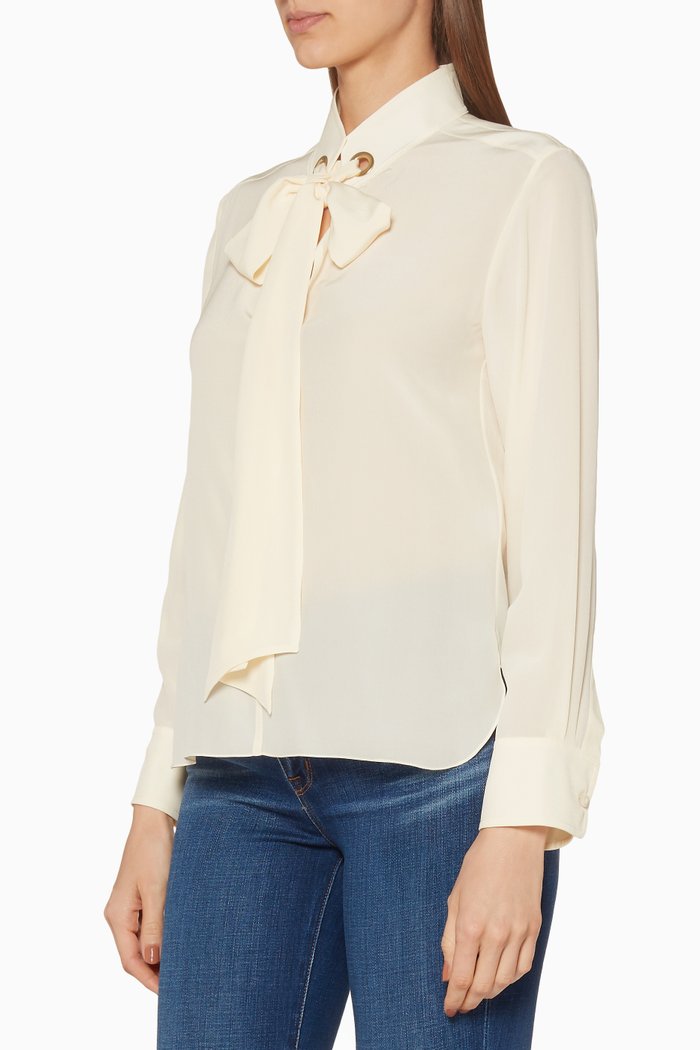 

Beige Crêpe De Chine V-neck top, Neutral