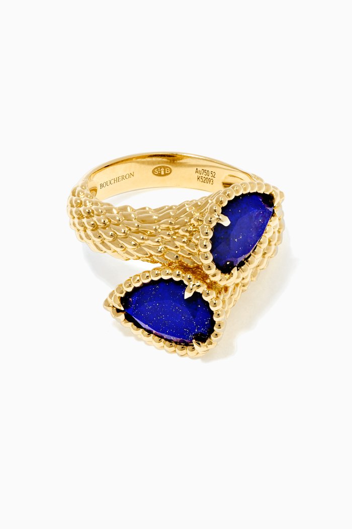 

Serpent Bohéme Toi et Moi Lapis Lazuli S Motifs Ring in 18kt Yellow Gold