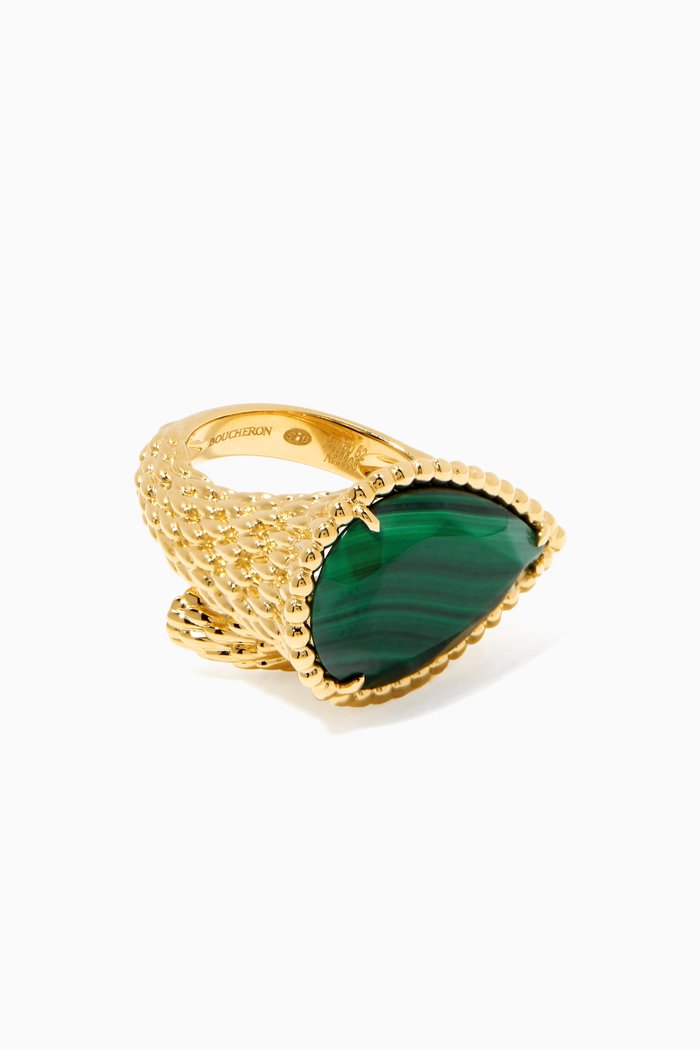 

Serpent Bohème L Motif Malachite Ring in 18kt Yellow Gold