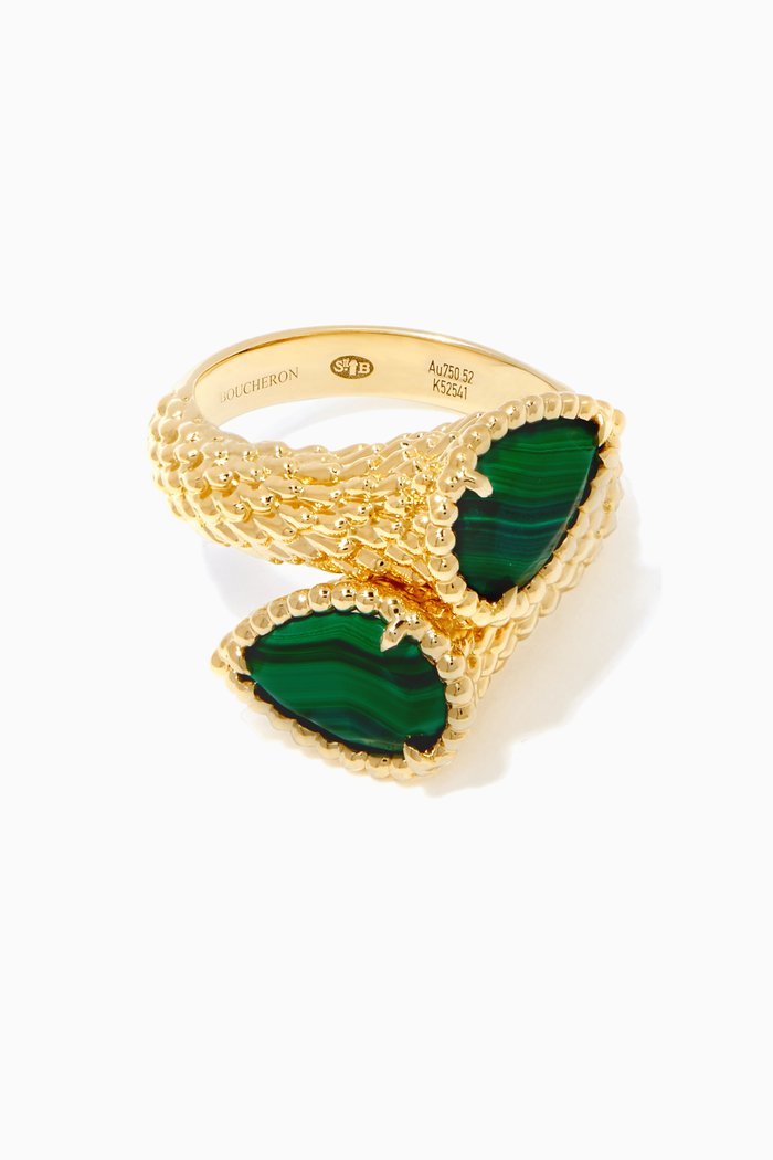 

Two-Stone Malachite Serpent Bohème Ring in 18kt Gold, Yellow