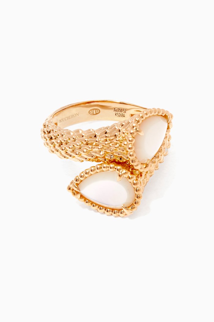 

Serpent Bohéme Toi et Moi Mother of Pearl S Motifs Ring in 18kt Yellow Gold