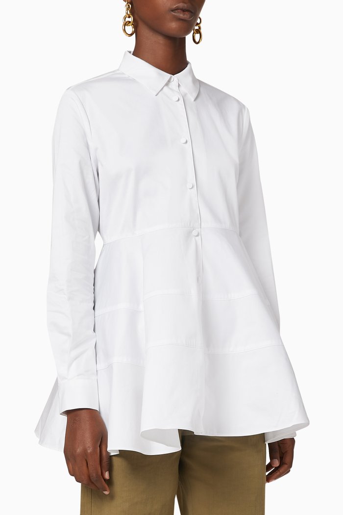 

Tiered Button-Down Shirt, White