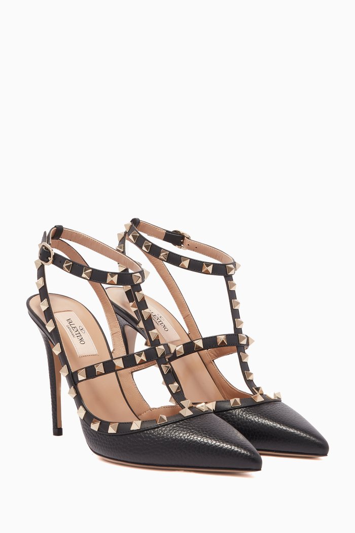 

Black T-Bar Leather Rockstud Pumps