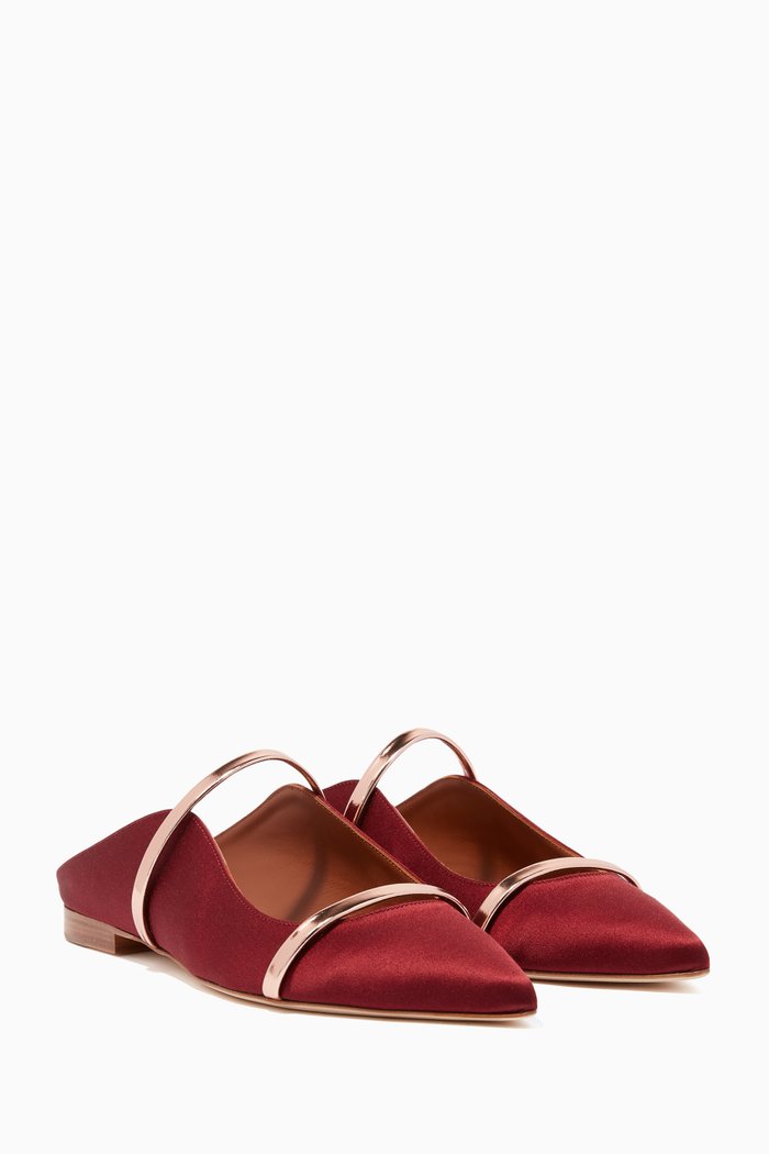 

Wine Maureen Satin Flats, Red