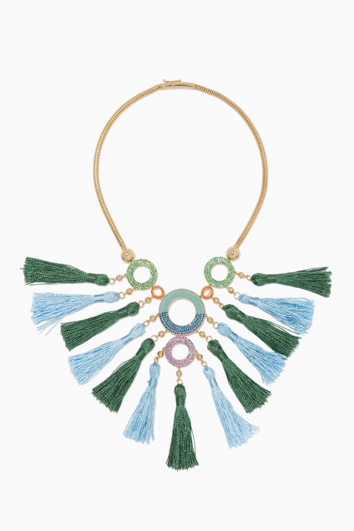 

Multi-Coloured Rainbow Grommet Tasseled Necklace, Multicolour