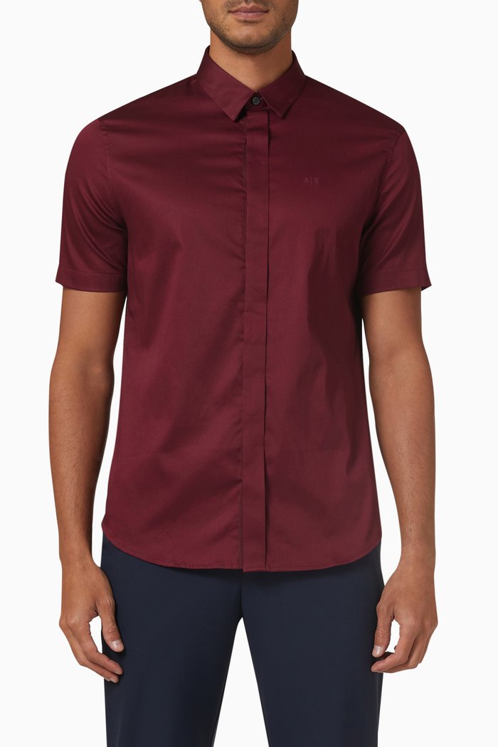 

Logo Embroidered Shirt in Cotton, Burgundy