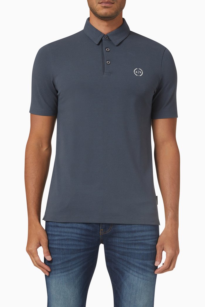 

Circle Logo Polo Shirt in Cotton, Blue
