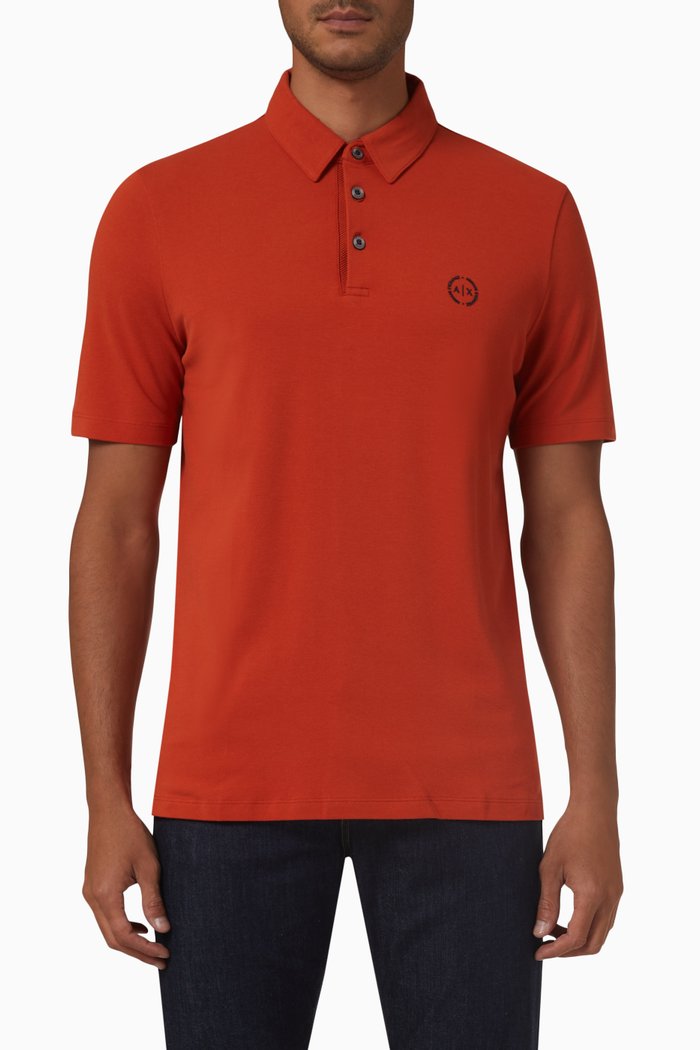 

Circle Logo Polo Shirt in Cotton, Orange