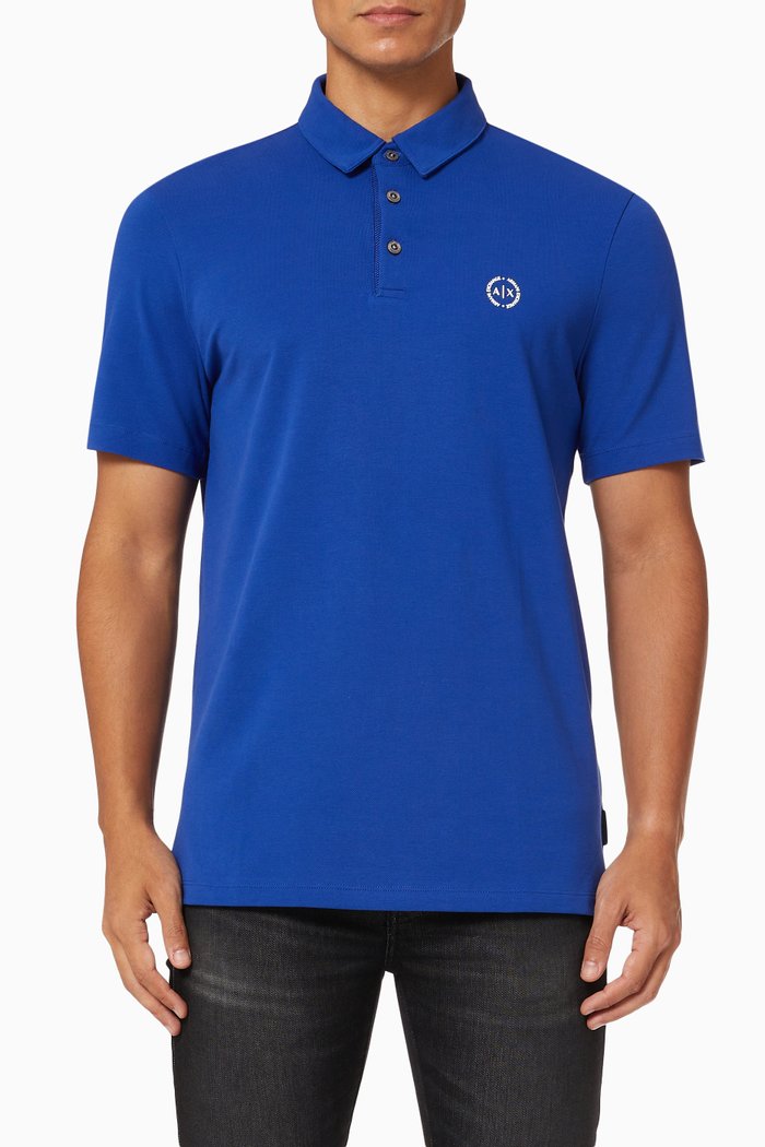 

Circle Logo Polo Shirt in Jersey, Blue