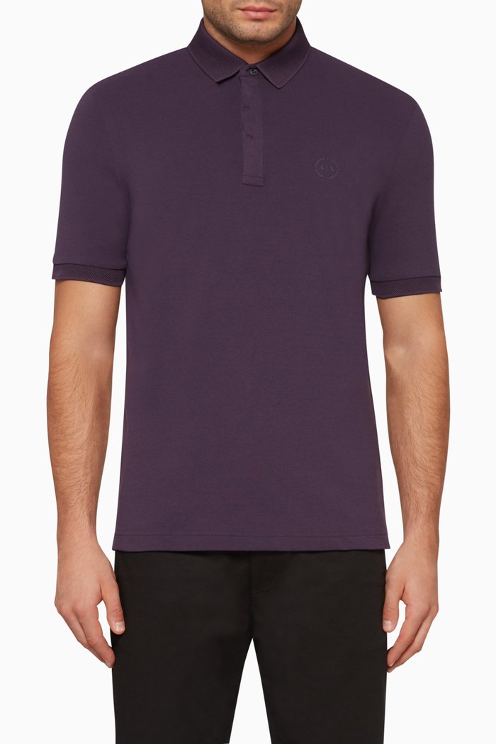 

Embroidered Logo Polo T-Shirt, Purple