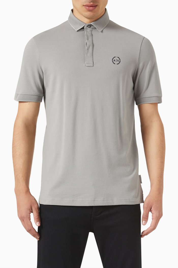 Circle Logo Polo Shirt in Cotton, Grey