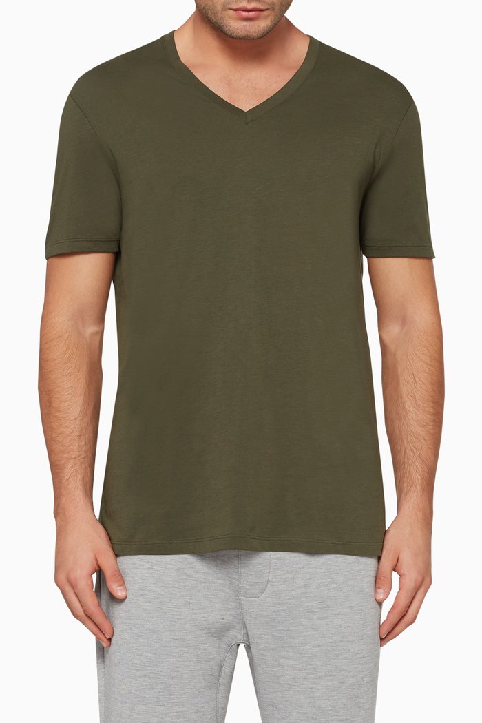 Pima Cotton V-Neck T-Shirt, Green