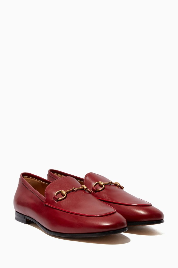 

Black Leather Jordaan Loafers, Red