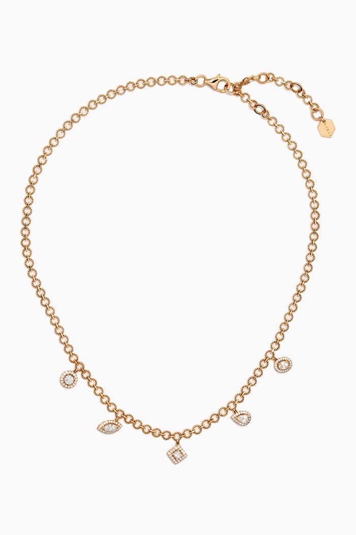 

Rock Charm Beaded Chain Necklace in 18kt Gold, Yellow
