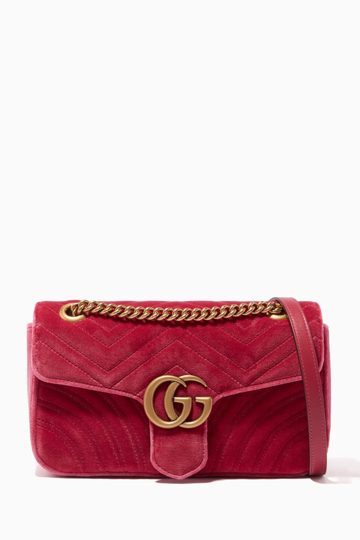 

Pink Small GG Marmont Velvet Shoulder Bag