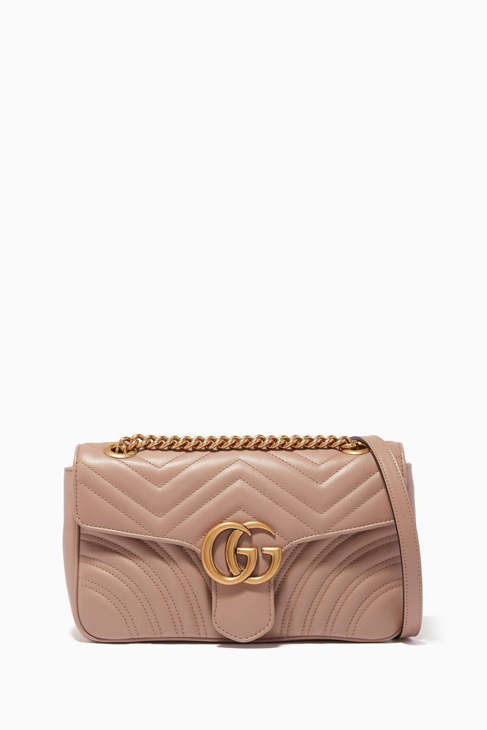 Dusty-Pink Small GG Marmont 2.0 Matelassé Shoulder Bag, Neutral