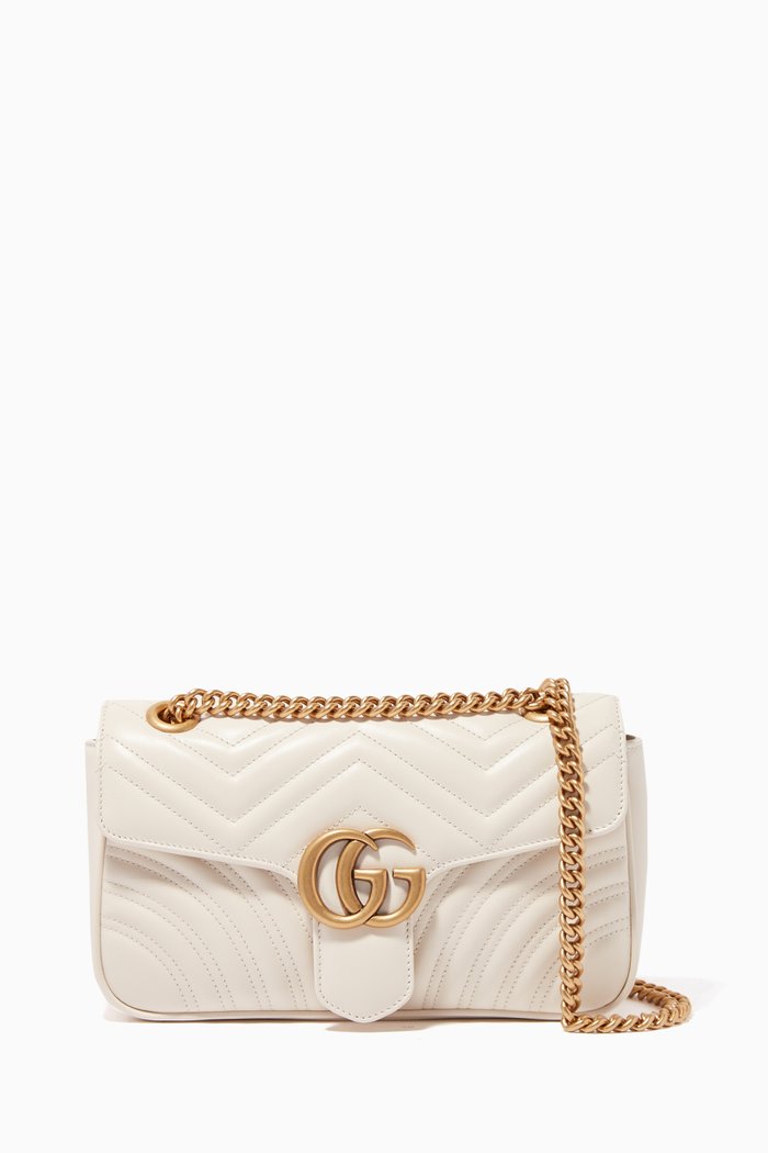 

GG Marmont Leather Shoulder Bag, White
