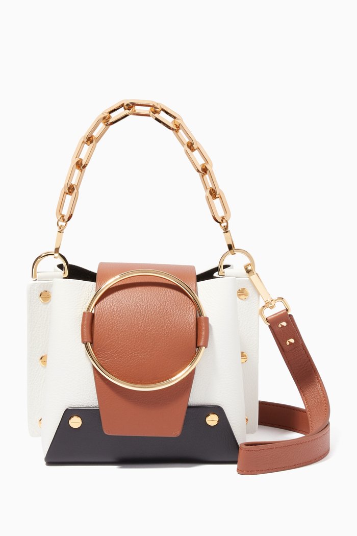 

White & Brown Mini Delila Bucket Bag