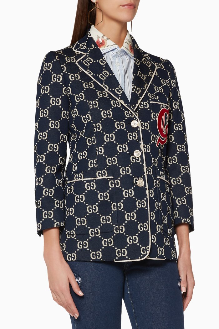 

Blue & White GG Jersey Jacket, Multicolour