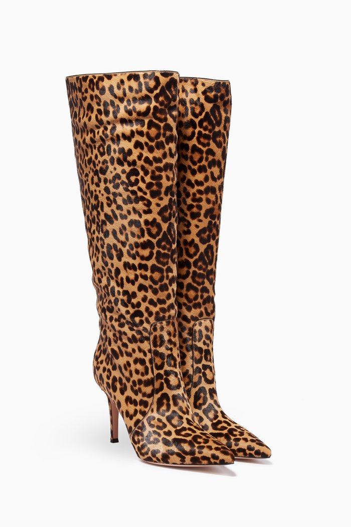 

Leopard-Print Hunter Boots, Brown