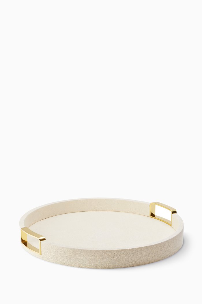 Carina Shagreen Small Round Tray, Neutral