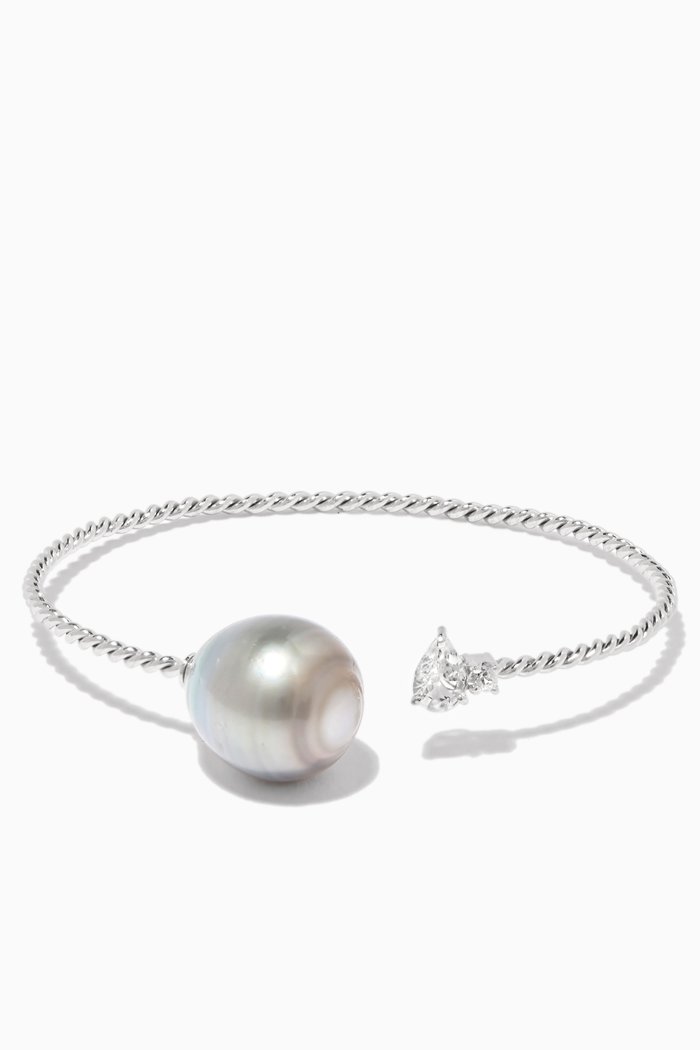 

White-Gold & Tahitian Pearl Bracelet, Silver