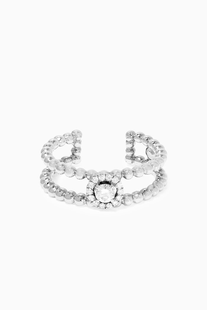 

Rock Circle Diamond Double-Strand Ring in 18kt White Gold, Silver