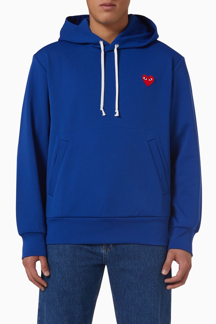

Logo Appliqué Jersey Hoodie, Blue