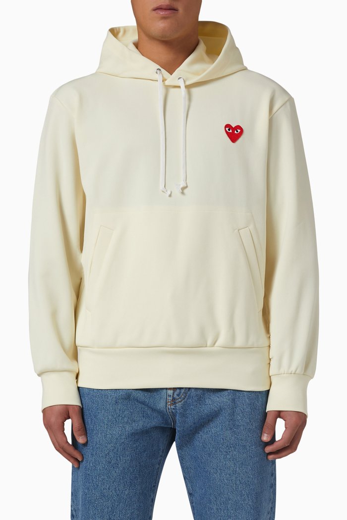 

Logo Appliqué Jersey Hoodie, Neutral