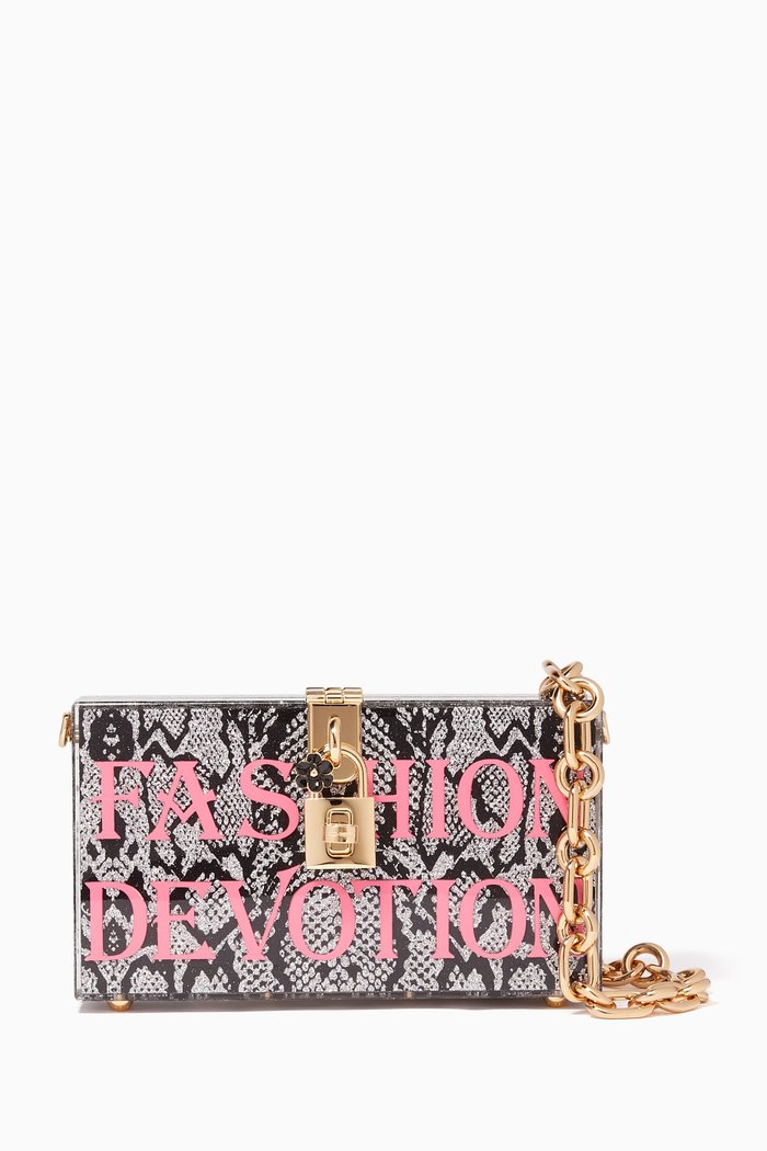 

Snake-Print Fashion Devotion Clutch Bag, Black