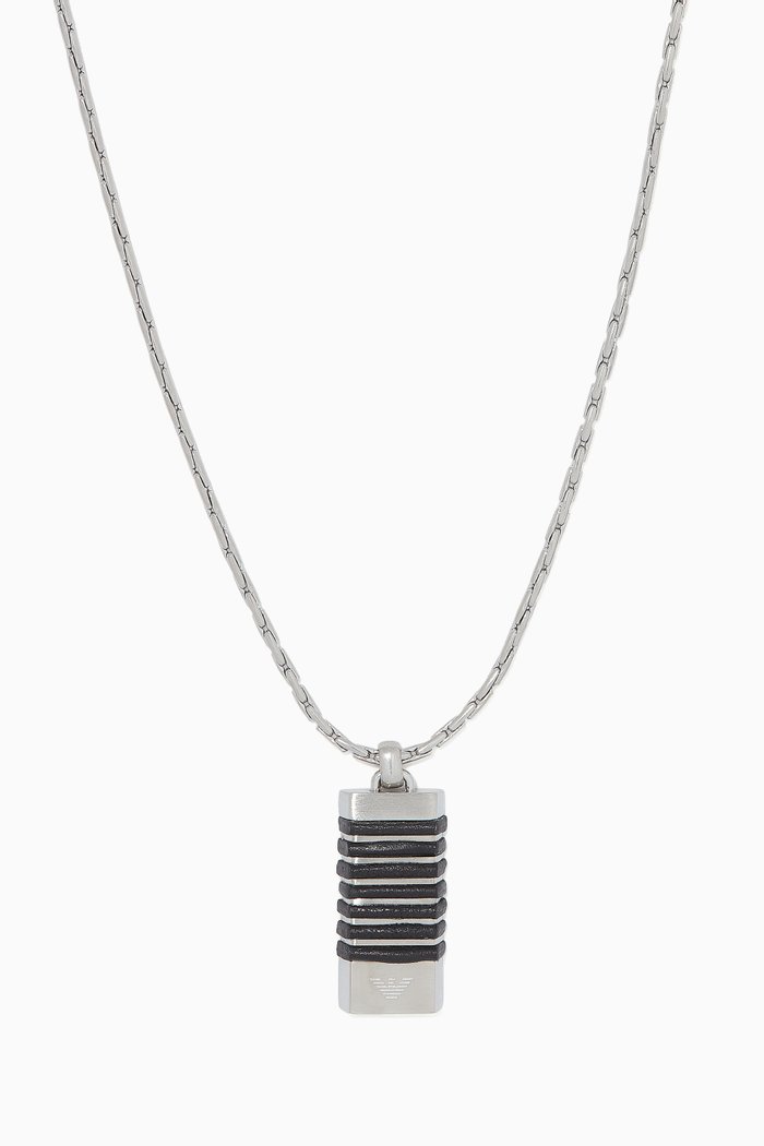 

Heritage Steel & Leather Pendant Necklace, Multicolour