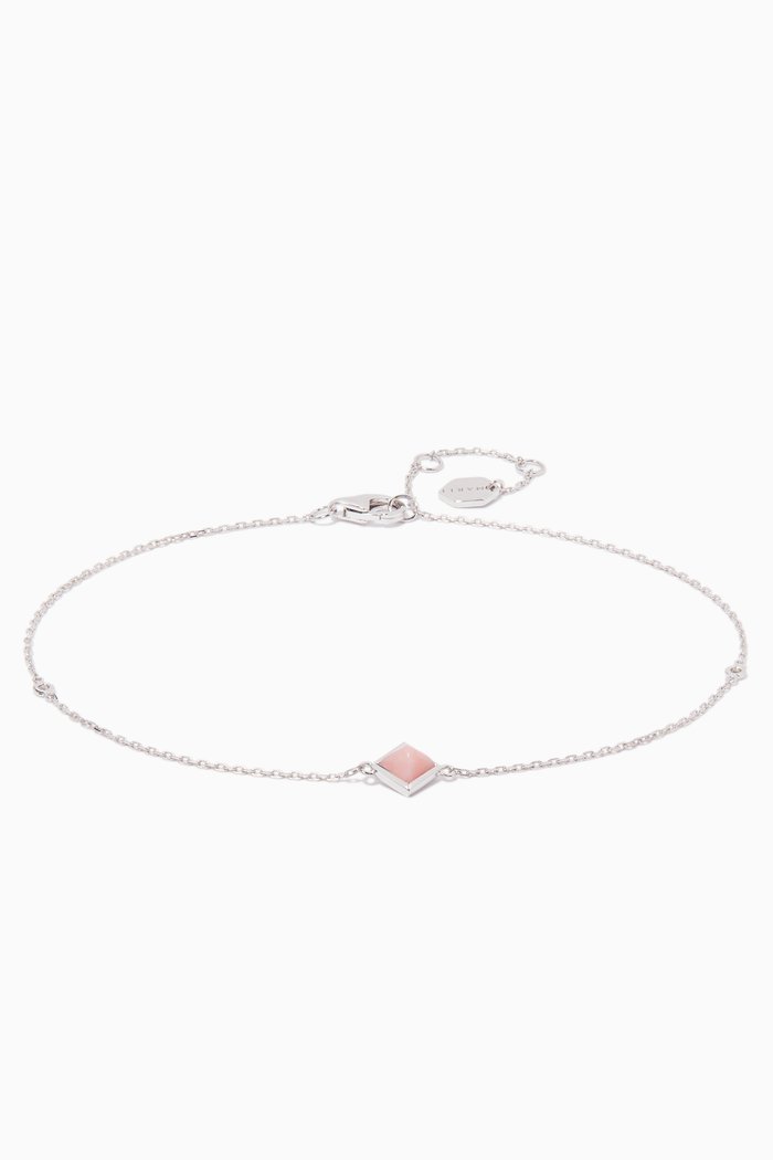

White-Gold & Pink Opal Cleo Bracelet, Silver
