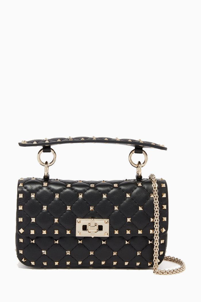 

Valentino Garavani Rockstud Spike Small Leather Bag, Black