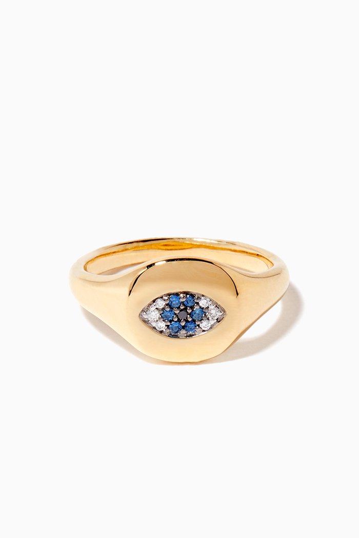

Yellow-Gold & Diamond Mini Evil Eye Pinky Ring