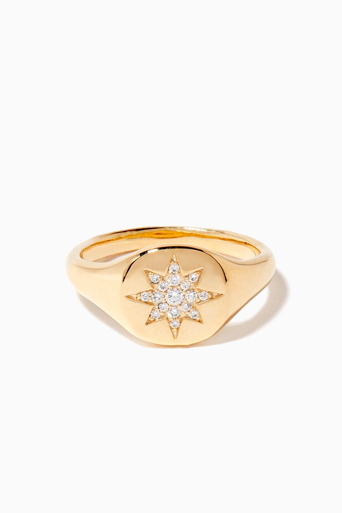 

Cable Collectibles® Compass Mini Pinky Ring in 18kt Yellow Gold