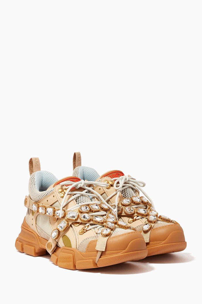 

Beige Removable-Crystal Flashtrek Sneakers, Neutral