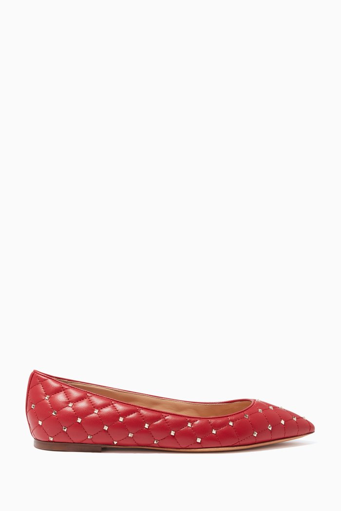Valentino Garavani Rockstud Spike Ballerinas, Red