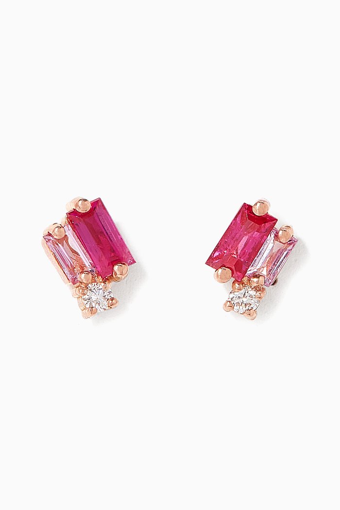 

Fireworks Sapphire & Diamond Stud Earrings, Rose gold