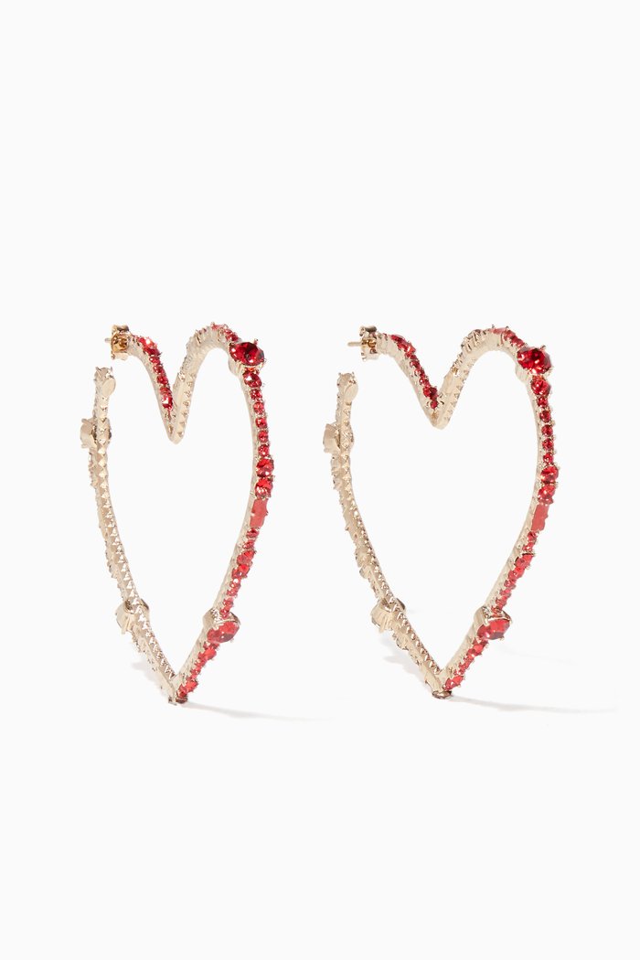 

Gold Crystal Heart Earrings, Silver