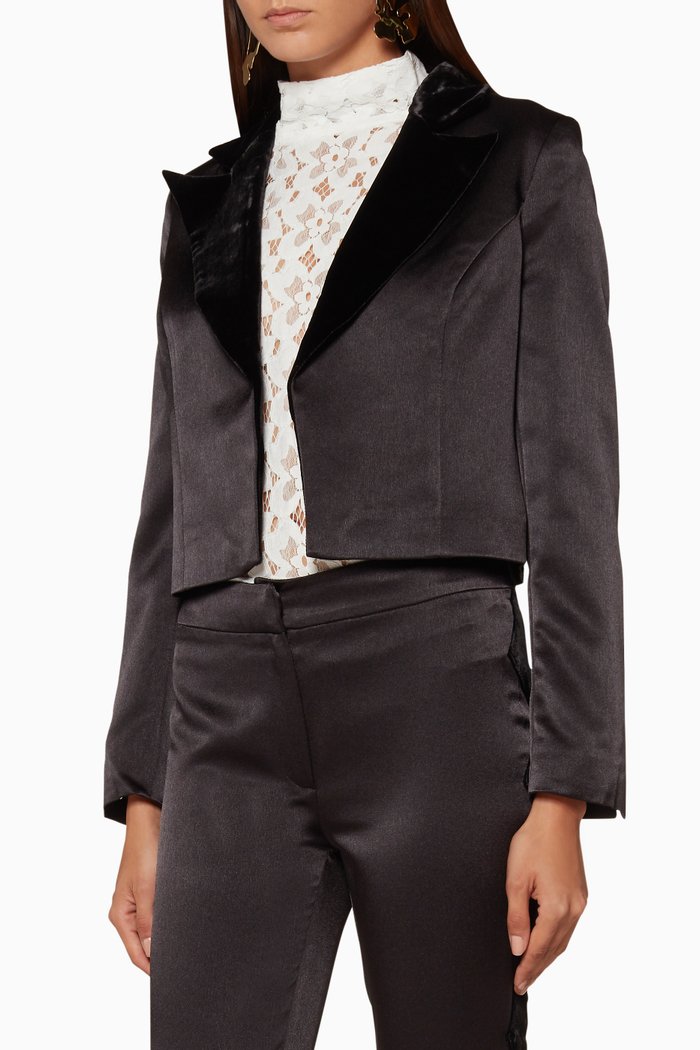 

Black Velvet-Lapel Jacket