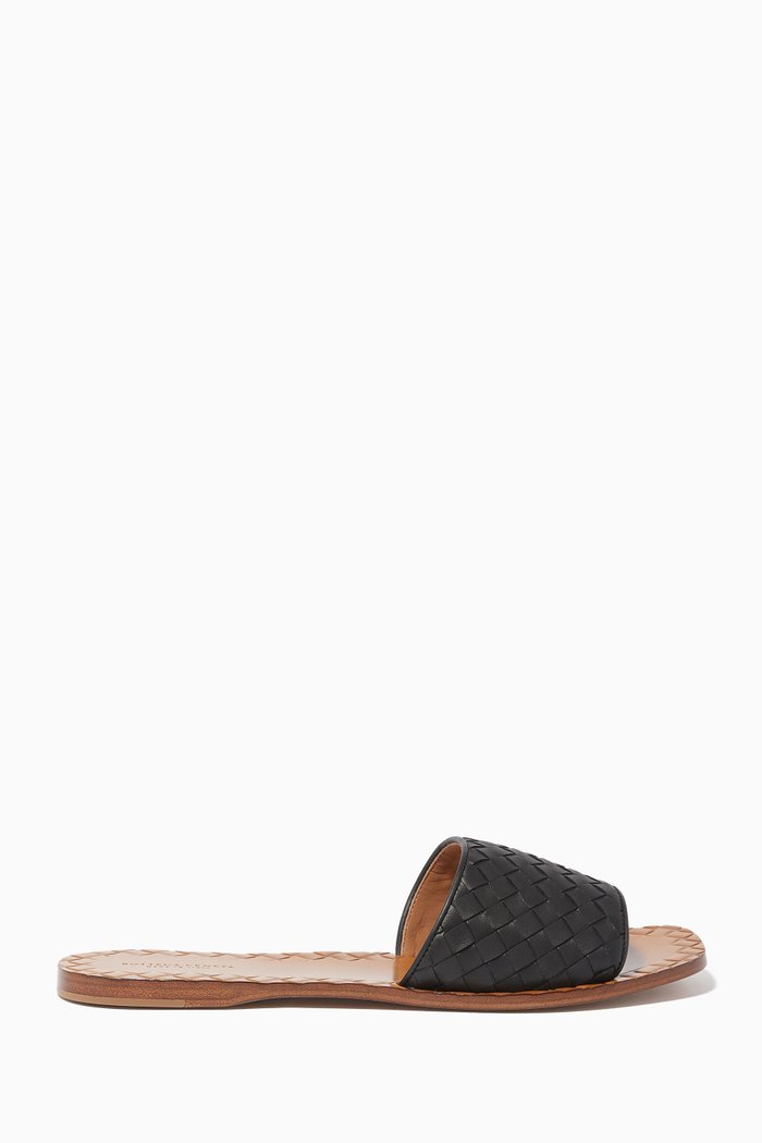 

Intrecciato Nappa Leather Slides, Black