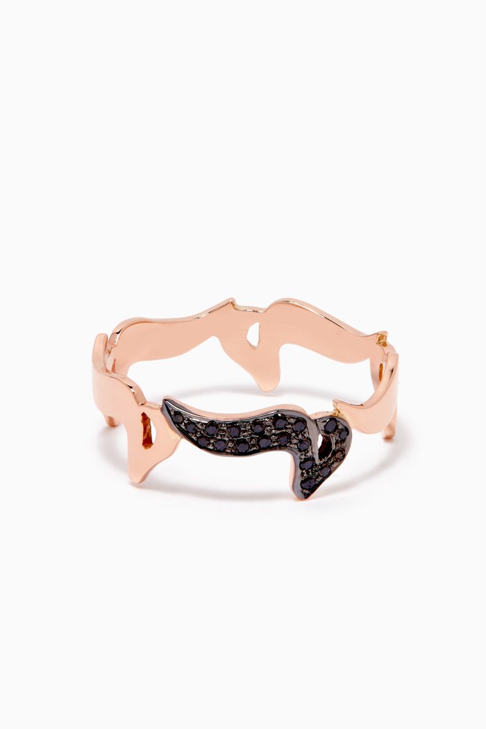 

Tantanah "M" Letter Black Diamond Ring in 18kt Rose Gold