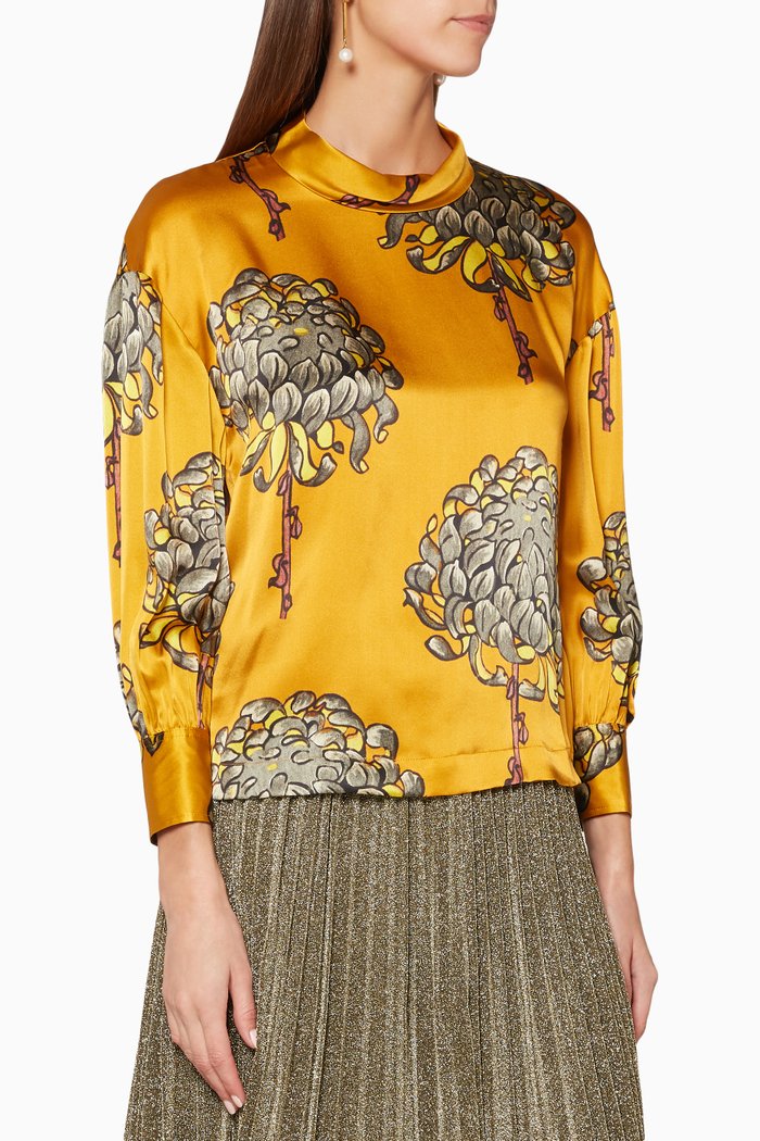 

Yellow Gabrielle Printed Top, Multicolour